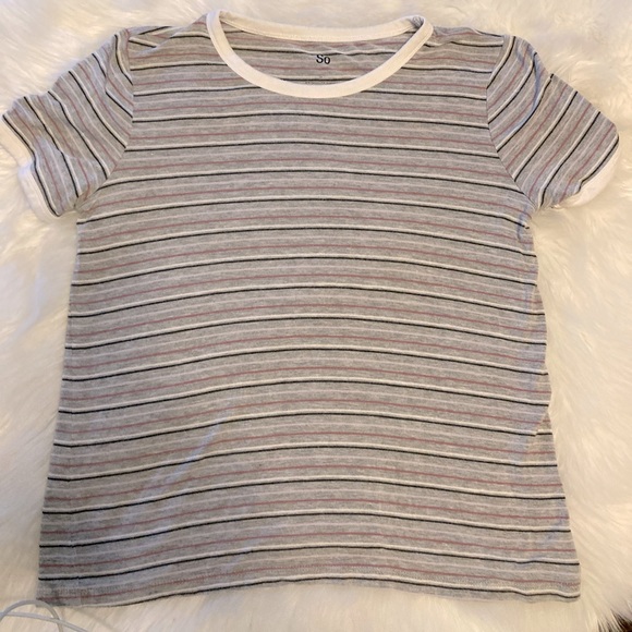 🔴Gray striped top by SO - Picture 1 of 6